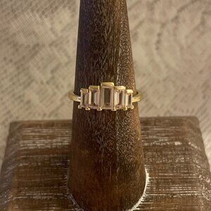 Gold Baguette Eternity Ring – Modern Vintage Sparkle Size 7